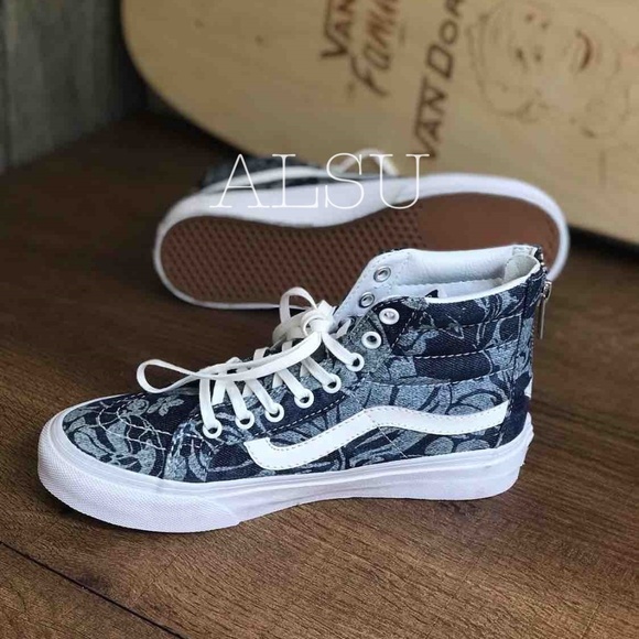 VANS SK8-HI MTE Floral Zip Blue Kid’s AUTHENTIC - Picture 2 of 6